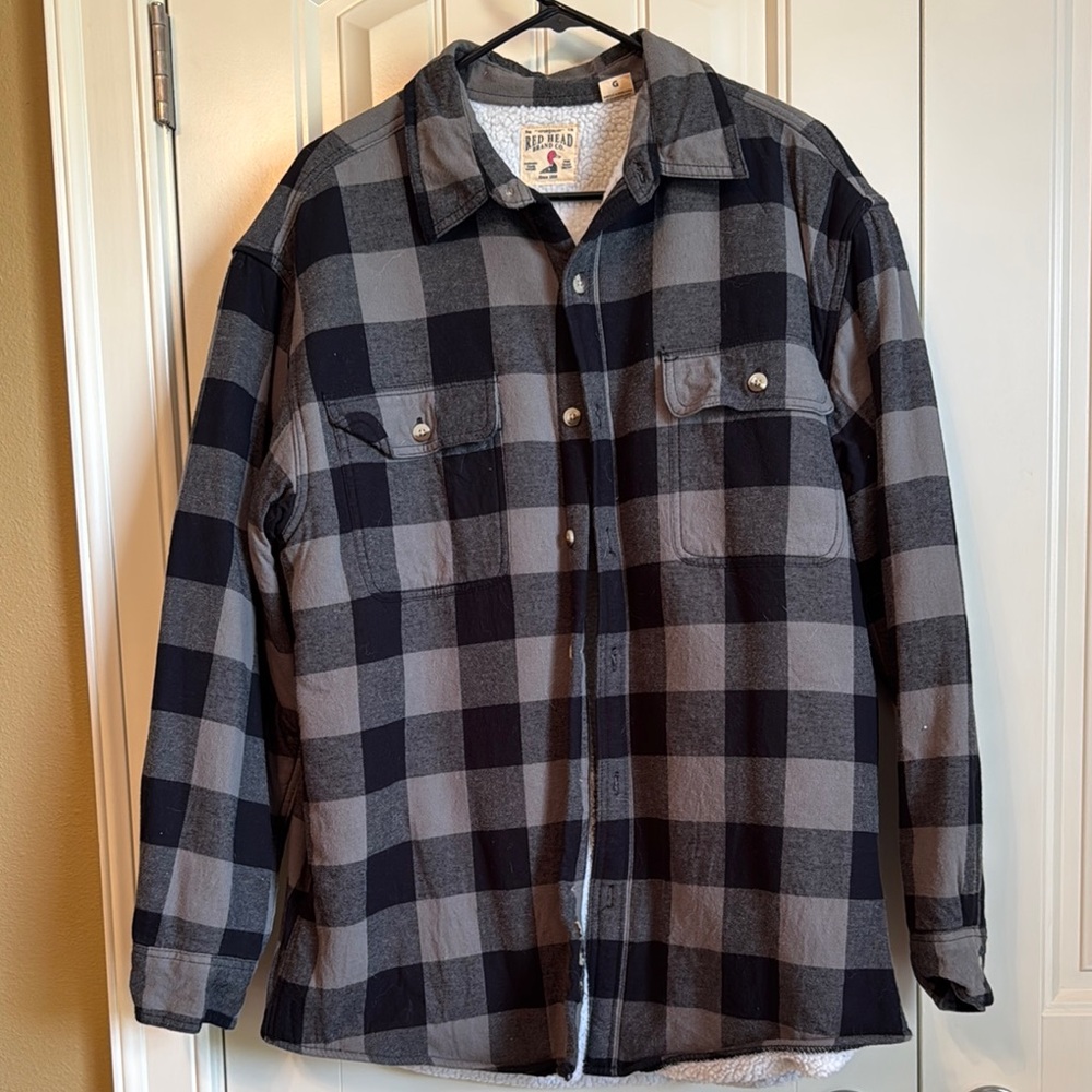 Red Head Brand fleece and flannel Shirt Jacket - Black and Army Green